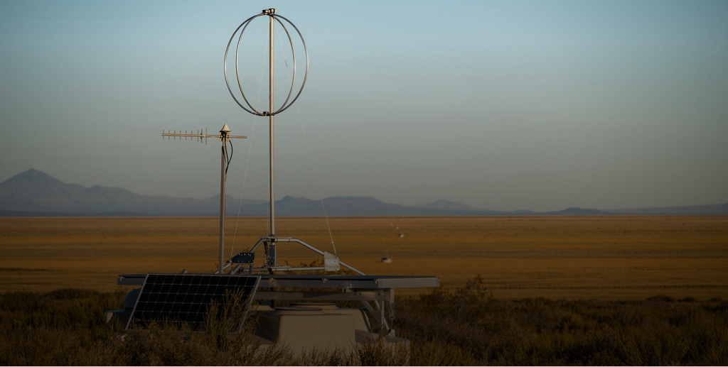 A nova ground mount solar system with antenna; illustrating when a solar tracking system actually makes sense.