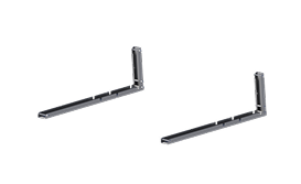 Two gray, L-shaped support components for a mounting system are displayed.
