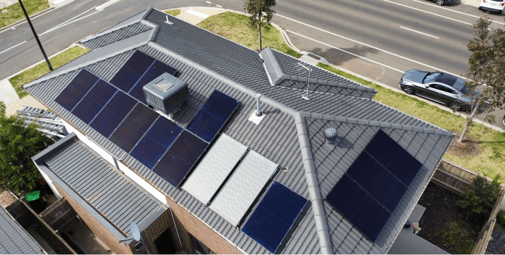 Gray tile roofs with Solar Panels