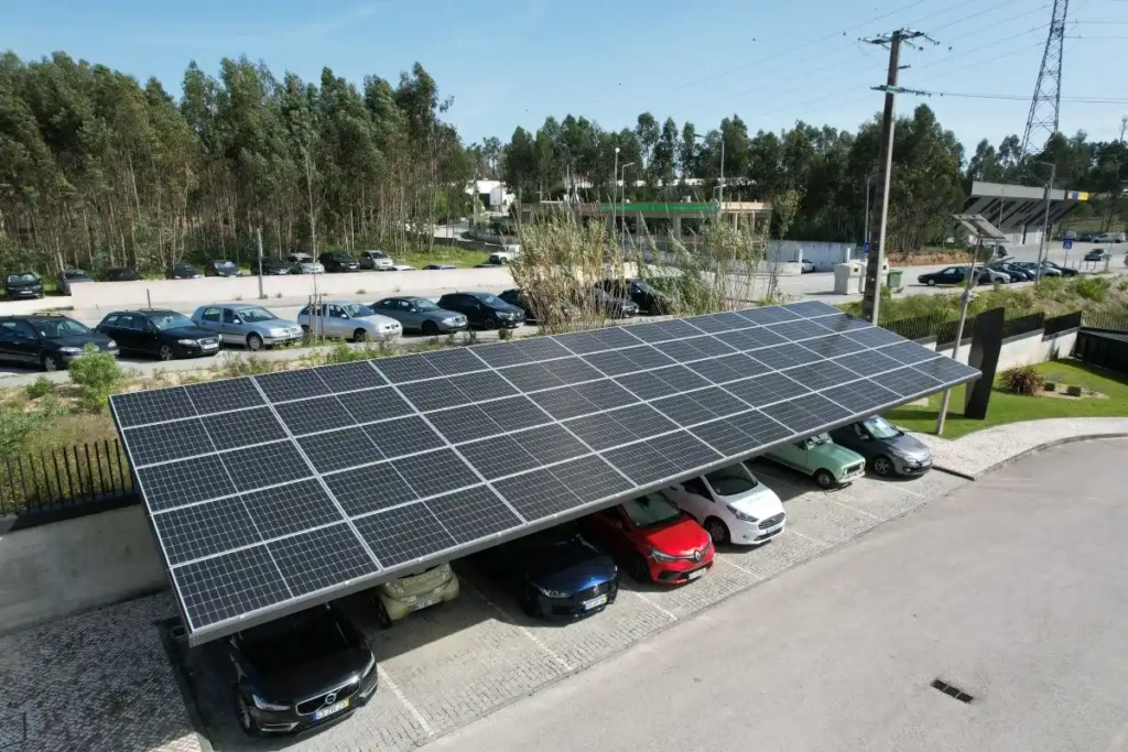 A solar carport for commercial use.